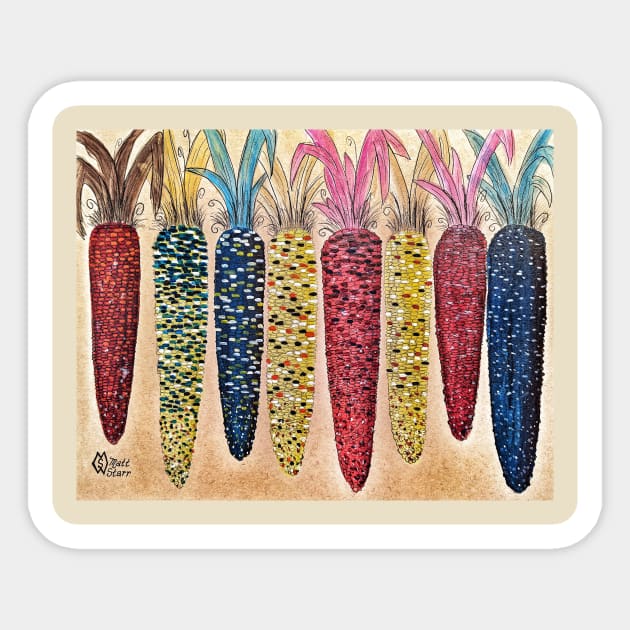 Calico Corn Sticker by Matt Starr Fine Art